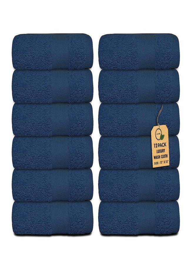 Softolle Premium Wash Cloths Pack of 12 (13" x 13") 100% Ring Spun Cotton | Luxury Washcloths | Ultra Soft Face Towels | Highly Absorbent Wash Cloths for face (Navy Blue) - Image 1